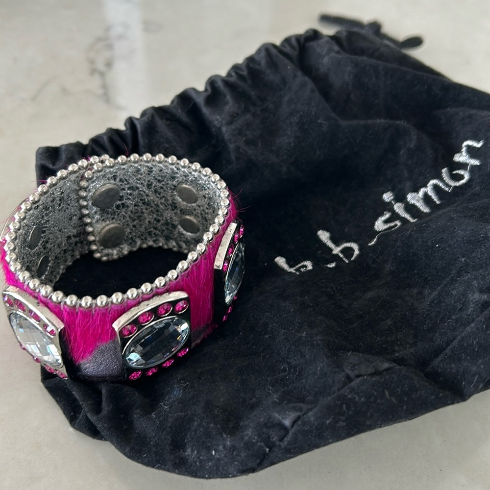 Rare b.b. simon hide and rhinestone bracelet